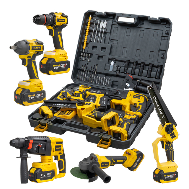 High-Quality 5-in-1 Tool Set for Construction Professionals - Electric Drill, Grinder, 350N Wrench, Hammer, Chain Saw