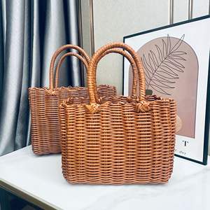 Bolsa de Bambú Tejida a Mano Personalizada, Bolso de Paja y Ratán, Cesta de Fibra Natural, Bolsa de Regalo, Bolsa de Recuerdo para Mujer, Playa, Vacaciones - Product Image 1