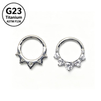 Boucles d'oreilles créoles pendantes en titane ASTM F136 avec zircon cubique, anneaux articulés pour piercing d'oreille, hélix, cartilage, tragus, style empilable pour usage quotidien