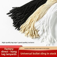 Étiquette universelle suspendue en coton, jetable, de haute qualité, transparente, à tête unique, pour vêtements et chaussures, avec cordon en cire de grain et attache en forme de balle
