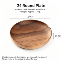 Assiettes en bois de noyer massif pour la décoration de desserts, adaptées à une utilisation à la maison et en salle à manger, écologiques, simples et durables.
