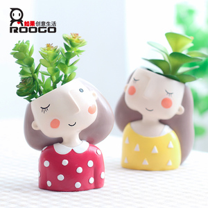 Vasi per Piante Grasse Roogo Personalizzati a Forma di Testa di Fata, 3 Pollici, in Resina, con Drenaggio, Ecologici, Leggeri, Moderni per Giardino - Product Image 5
