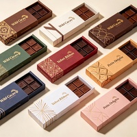 Boîte à tiroir coulissant pour barre chocolatée haut de gamme, emballage rigide en papier, texture gaufrée, dorure à chaud, boîte cadeau alimentaire pour emballage