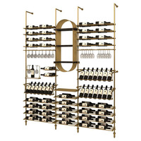Support au sol Comptoir de vin Cloison en or rose Étagère de rangement Supermarché Vente au détail Vin personnel Casiers à vin commerciaux