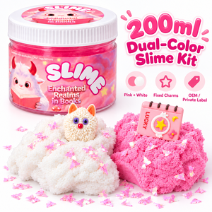 Kit de Slime de Doble Color Icee, Tarro Temático de Libro de 200ml, Slime Esponjoso Texturizado Rosa y Blanco, OEM, Marca Privada, Venta al por Mayor de Fábrica, Suministro a Granel - Product Image 1