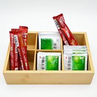 Organisateur de sachets de thé en bambou carré moderne avec tiroir de rangement pour aliments à 6 compartiments