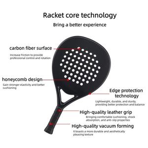 Raquette de padel sportive personnalisée en usine, en fibre de carbone 3K/12K/18K, nylon EVA, légère, haute résistance, tête en diamant - Product Image 4