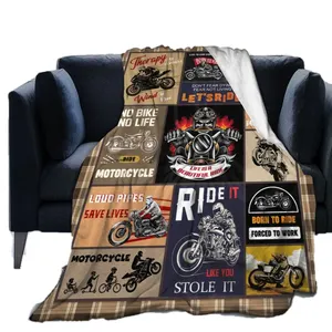 Ride or Die Motorcycle Biker Lovers Luxury Royal Plush Soft Throw Blanket for Camping Sofa Bed Office Travel Blanket Queen Size