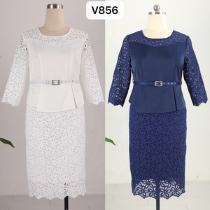 Traje Formal de Dos Piezas para Mujer, Talla Grande, Brocado Africano Elegante, Cuello Cuadrado, Ecológico, Transpirable, para Iglesia y Eventos - Product Image 6