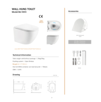 Série W03 – Ensemble WC suspendu moderne en céramique blanche avec bidet intégré et double chasse d'eau pour femmes