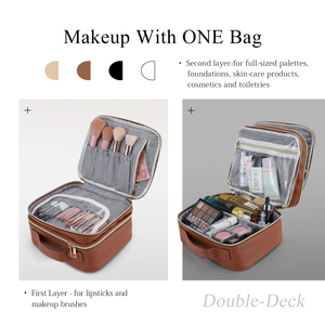 Double Layer Makeup Bag Organizer Portable Cosmetic Artist <b>Storage</b> Bag Leather <b>Toiletry</b> Bag Traveling Make up <b>Storage</b> Bag - Product Image 4