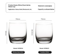 Gobelet à eau en cristal Edrita, design japonais, couleur unie, pour jus de fruits, whisky, vin, bière, mojito et boissons lactées