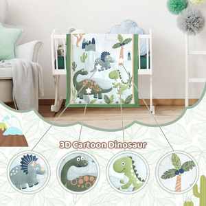 3 Piece <b>Dinosaur</b> Crib Bedding <b>Set</b> for Boys Green Nursery <b>Bed</b> <b>Set</b> Decor with Fitted Crib Sheet Dust Ruffle Comforter - Product Image 3
