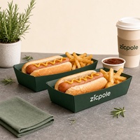 Boîte à emporter personnalisée en carton ondulé écologique pour hot-dogs, emballage jetable en papier kraft pour restauration rapide