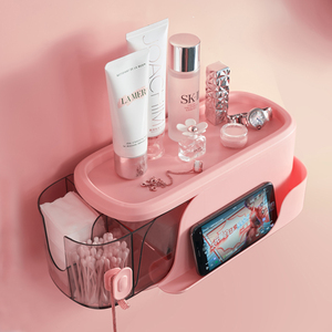 Étagère murale de salle de bain, <span class=keywords><strong>3</strong></span> en 1, boîte de rangement de mouchoirs - Product Image 1