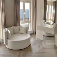 Meubles de salon décontractés, canapé simple en peluche blanc doux, canapé rond en bouclette, fauteuil rond blanc