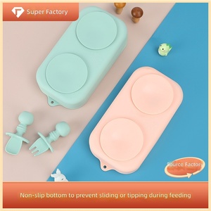 Boîte à lunch en silicone pour voyage en plein air, grande capacité, bol d'alimentation pour bébé avec cuillères et fourchettes - Product Image 3