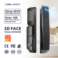 Cerradura Inteligente para Puerta con Reconocimiento Facial 3D UIELOCK QB50, Cámara con Huella Dactilar, Compatible con Puertas de Aluminio, Control Remoto por Aplicación WiFi Tuya en la Nube