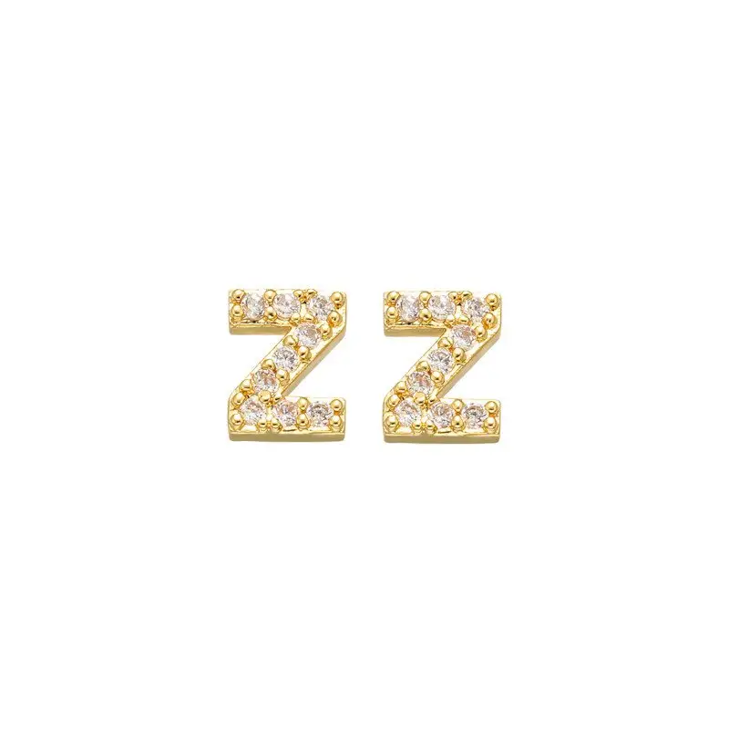Ucuz ürünler 925 ayar gümüş 18k altın kaplama takı ilk Z saplama küpe kadınlar için