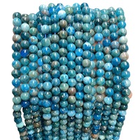 Vente en gros de bracelets en perles d'apatite bleue naturelle, perles rondes semi-finies, accessoires de bijoux DIY pour l'exportation