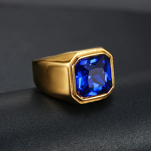 하이 퀄리티 남자의 반지 블랙 보석 큰 마노 반지 남성용 스테인레스 스틸 보석 - Product Image 5