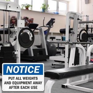 Securun Hot Sale mettere via tutti i pesi e le attrezzature dopo ogni utilizzo avviso palestra metallo segno, 63 mil laminato alluminio antiruggine