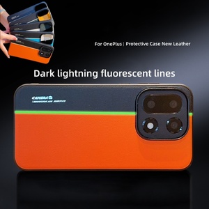 Funda Trasera de Cuero Mate de Lujo con Línea Fluorescente en Color de Contraste para OnePlus 15 5G - Product Image 2