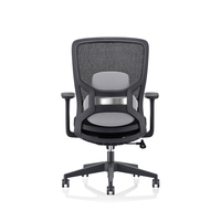 Chaise de bureau ergonomique pivotante pour manager avec cadre noir personnalisé, accoudoirs relevables, chaise de bureau exécutive pivotante en maille