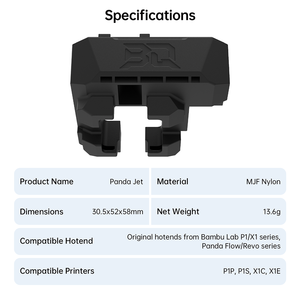 BIGTREETECH Neuf Conduit de refroidissement en nylon Panda Jet pour ventilateur, Pièces DIY pour imprimante 3D Bambulab P1 X1 Series - Product Image 6