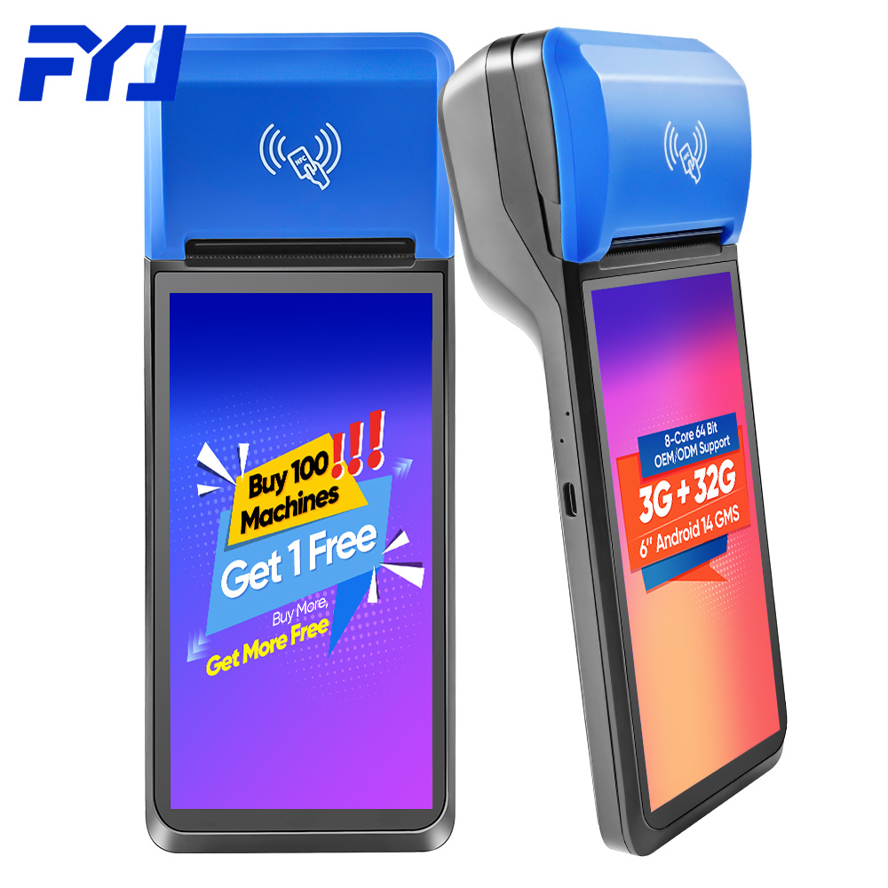FYJ-F1 5,5 дюймов Android 12 GMS Play Store Termin Pos портативный считыватель карт NFC Pos машина лотереи