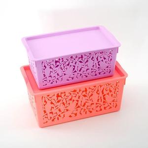 Cesta de almacenamiento de plástico multiusos para cocina y hogar <span class=keywords><strong>con</strong></span> <span class=keywords><strong>tapa</strong></span>, cesta <span class=keywords><strong>organizadora</strong></span> apilable para escritorio de oficina, contenedores de almacenamiento apilables para niños - Product Image 6