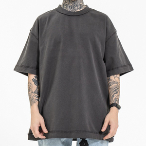 Camiseta de corte inverso de alta calidad para hombre, camisa Vintage con Logo personalizado, ropa de algodón de gran tamaño - Product Image 4