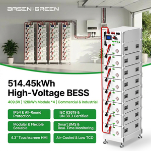Batería de Litio LiFePo4 de Alto Voltaje Apilable para Montaje en <span class=keywords><strong>Rack</strong></span> Basengreen, 409.6V 314Ah 514kWh 128kWh, Compatible con Sistemas Solares Híbridos - Product Image 1