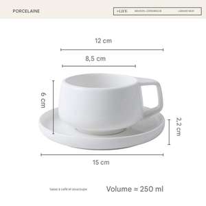 Ensemble tasse et soucoupe à café en céramique blanche minimaliste, tasse à latte pour la <span class=keywords><strong>maison</strong></span>, thé au lait, thé de l'après-midi, élégant ensemble de tasses en porcelaine - Product Image 3