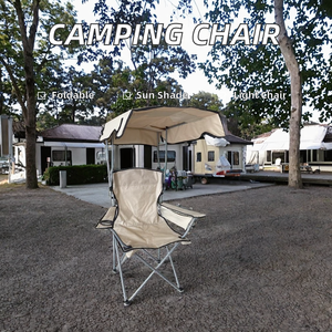 كرسي تخييم خارجي قابل للطي على الطراز الحديث مظلة حديدية لصيد الأسماك والحدائق للاستخدام المتين ، - Product Image 3