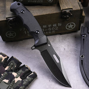 Hongrui OEM Noir Stonewash Lame Bushcraft Nylon Poignée Full-tang Extérieur Tactique Chasse Lame Fixe Couteau avec Gaine - Product Image 6