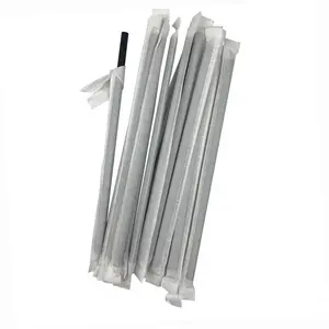 Biodegradable individual wrapped black color FSC standard printing Paper Straws