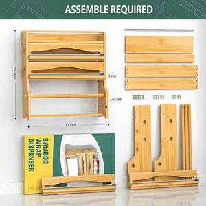 Eco Friendly Products 2023 Foil <b>Plastic</b> <b>Wrap</b> Organizer Dispenser Bamboo <b>Wrap</b> Dispenser with Towel Holder and Spice Shelf - Product Image 5