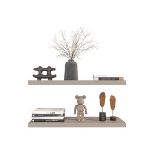 <b>Floating</b> <b>Shelves</b> 1.50" H 2 <b>Shelves</b> Taupe Wall Mount Display Rack - Product Image 5