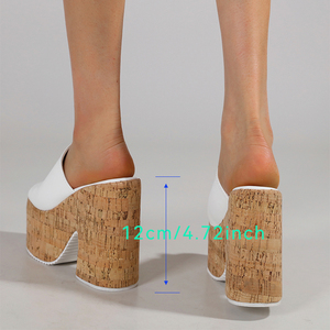 Sandales compensées en cuir imperméables pour femme 2025, talon de 12 cm, respirantes, bout rond, en EVA, chaussures d'été - Product Image 3