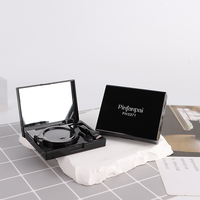 Vide fard à paupières Palette Rectangle noir cosmétique fard à joues boîte d'emballage en plastique pressé Compact poudre étui avec brosse miroir