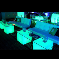 Meubles de salon de nuit portable d'extérieur, table et chaise en cube lumineux DMX, plastique imperméable, LED changeant de couleur