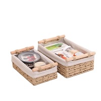 Panier de rangement de bureau Cosmétiques Key Snacks Table basse Panier de rangement tissé en rotin