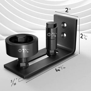 WEKIS Guía de montaje en pared ajustable de latón para puertas de granero con recubrimiento de polvo negro, sistema de herrajes con rodillos de riel de suelo de diseño moderno - Product Image 2