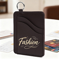 Dompet Kartu Kulit PU Premium Tipis dengan Banyak Slot dan Gantungan Kunci untuk Pria Wanita, Organizer ID Minimalis