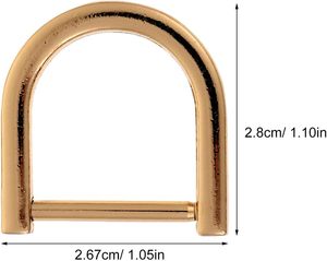 Anillos en D Artibetter, grilletes de tornillo en forma de herradura y U, accesorios DIY para manualidades de cuero, bolsos, llaveros y correas, color dorado - Product Image 3