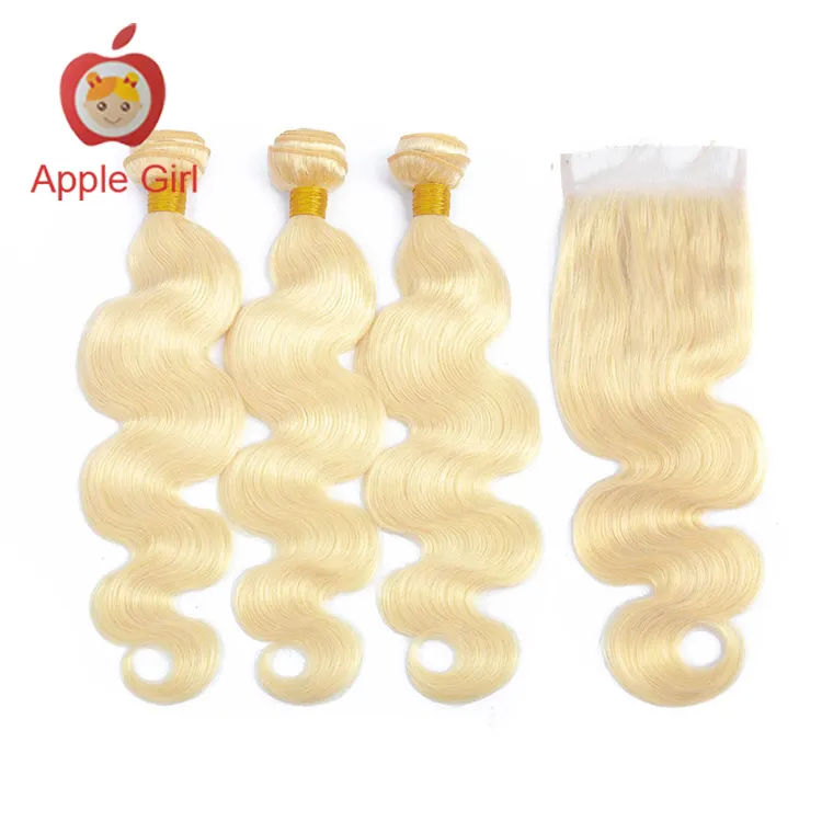 Virgin Hair Bundles 613 Blonde Hair Extensions Brazilian Hair Weave Bundles Body Wave Virgin Human Hair Unprocessed Bundles With Closure