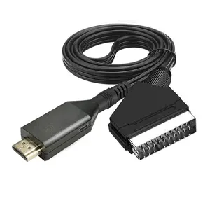 ממיר SCART ל-HDMI עם חריץ כבל HDMI ב-HDMI החוצה HD 720P/1080P מתאם ממיר אודיו וידאו עבור HDTV