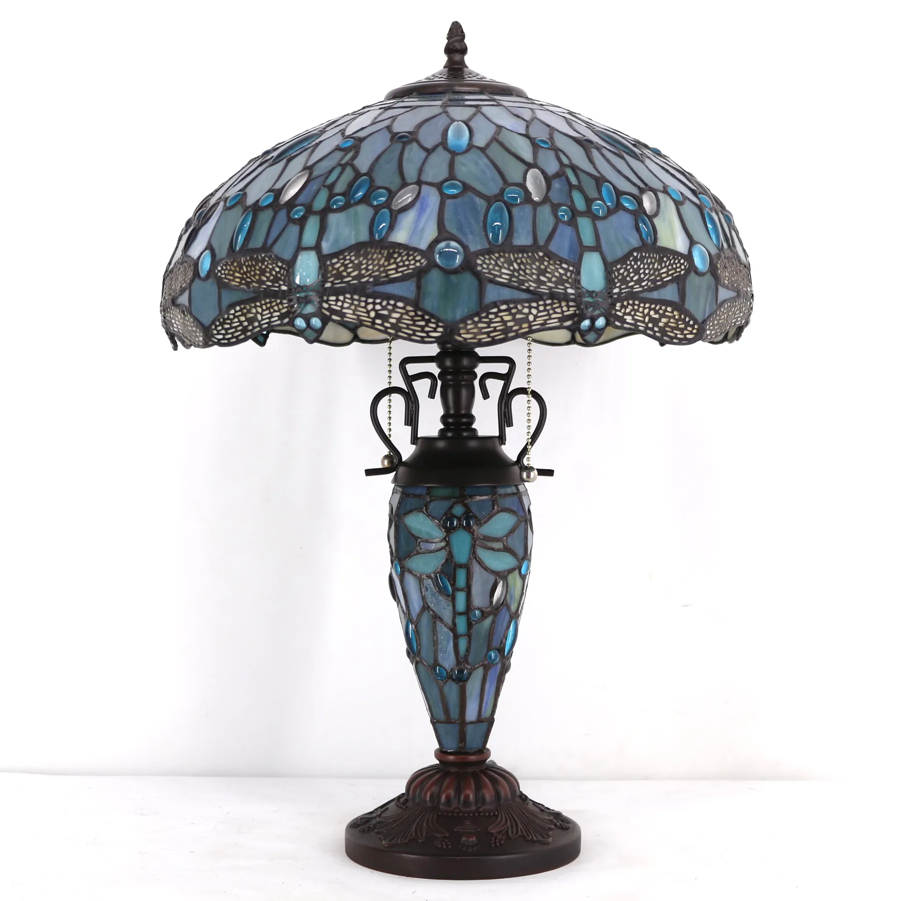 16x24 inch kính màu mẹ-con gái bình biển màu xanh chuồn chuồn phong cách độc đáo Tiffany bảng đèn nhà máy bán buôn ánh sáng