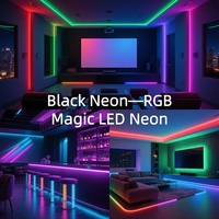 Bande LED néon en silicone noir coloré RGB 20*18mm DC24V, pliage supérieur, IP68, pour boîte de nuit, bricolage, salle de jeux, contrôle par application, lumière de corde RGB
